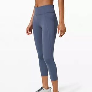 Lululemon Time to Sweat High Rise Crop 23 Inch in Ink Blue